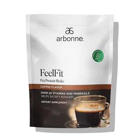 Arbonne FeelFit Gluten Free Pea Protein Powder Shake Coffee