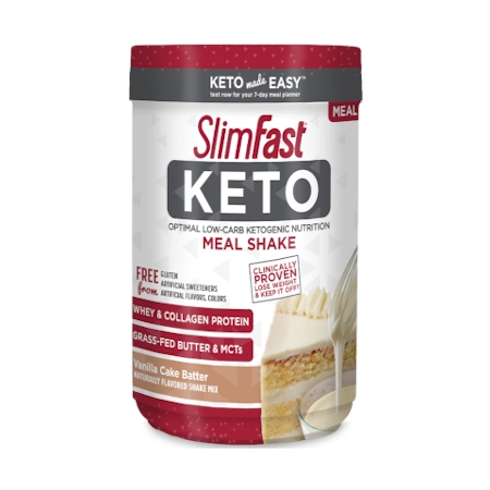 SlimFast Keto Meal Replacement Vanilla Cake Batter Protein Powder